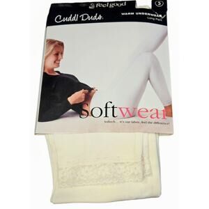 Cuddl Duds Softwear Warm Underwear Long Off White Cream Pant Comfort Size Small